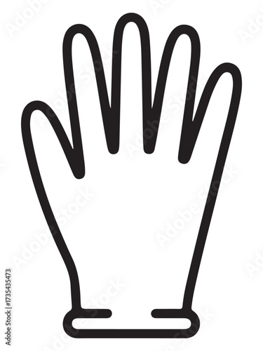 Black silhouette of cleaning gloves with a red scrubbing brush isolated on white background silhouette