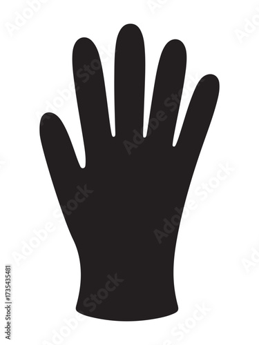 Silhouette of cleaning gloves with a red glove detail isolated on white background silhouette