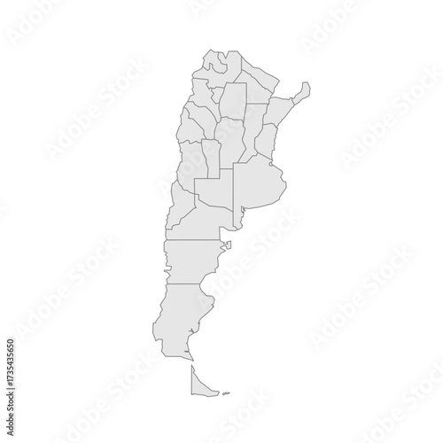 Argentina political map of administrative divisions - provinces and autonomous city of Buenos Aires. Grey blank vector editable map EPS.