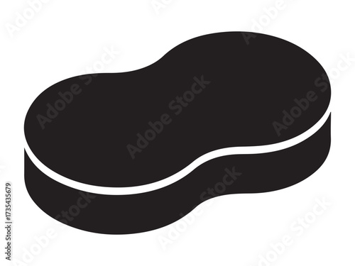 Stylized silhouette of a kitchen sponge with bubbles isolated on white background