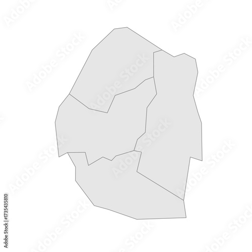 Eswatini political map of administrative divisions - regions. Grey blank vector editable map EPS.