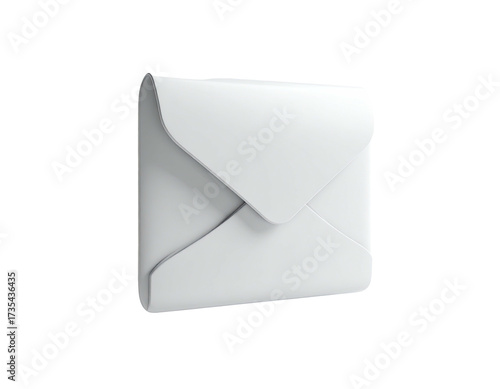 A white, square envelope, closed and slightly angled, floating against black