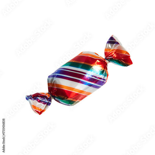 A wrapped colorful candy with diagonal stripes png