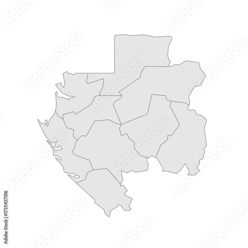 Gabon political map of administrative divisions - provinces. Grey blank vector editable map EPS.