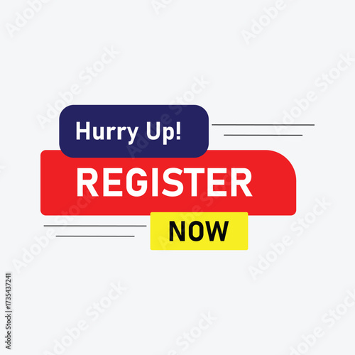 Register now Button web template Banner Label register now sign icon Vector illustration