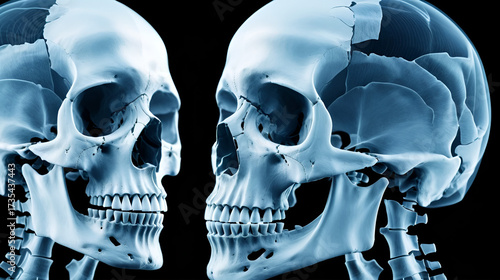 X-ray of a skull of the person. Radiography X ray dislocated jaw broken bones nasopharynx