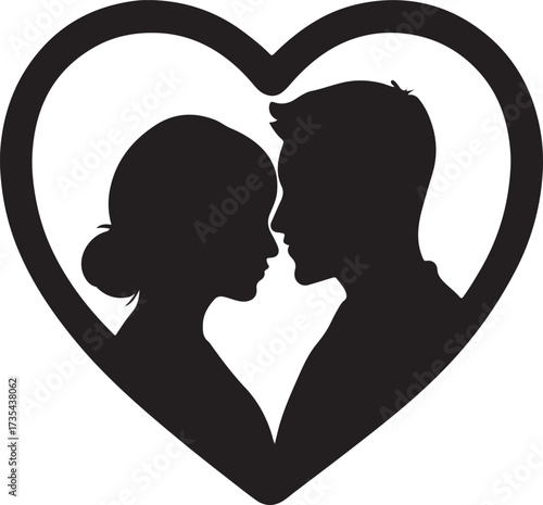 Couple photo frame heart vector illustration, romantic design for love, memories, Valentine’s Day, and wedding.