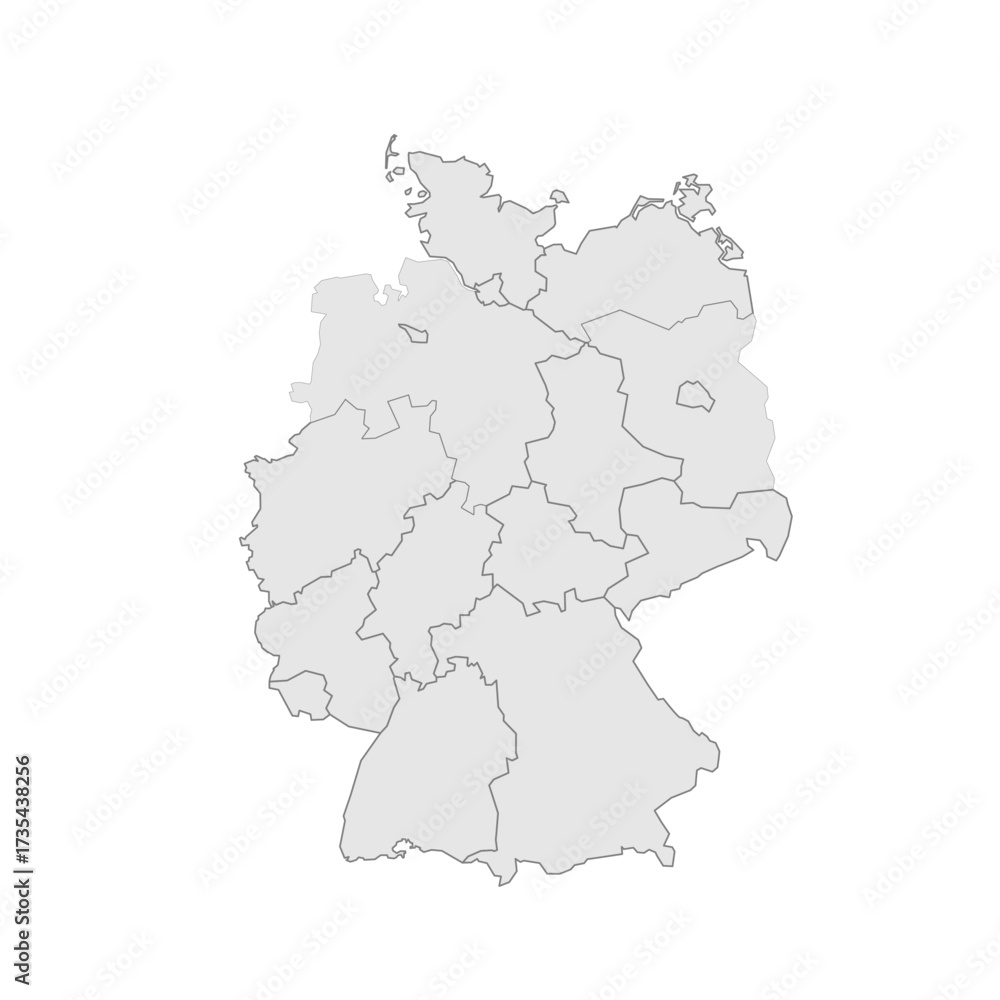 Obraz premium Germany political map of administrative divisions - federal states. Grey blank vector editable map EPS.