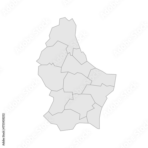 Luxembourg political map of administrative divisions - cantons. Grey blank vector editable map EPS.