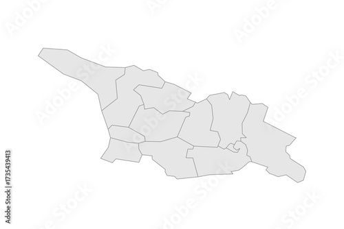 Georgia political map of administrative divisions - regions and autonomous republics of Abkhasia and Adjara. Grey blank vector editable map EPS.