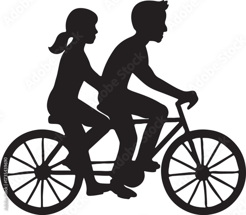 Couple biking together vector illustration, romantic outdoor design for love, adventure, and relationship.