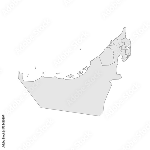 United Arab Emirates political map of administrative divisions - emirates. Grey blank vector editable map EPS.