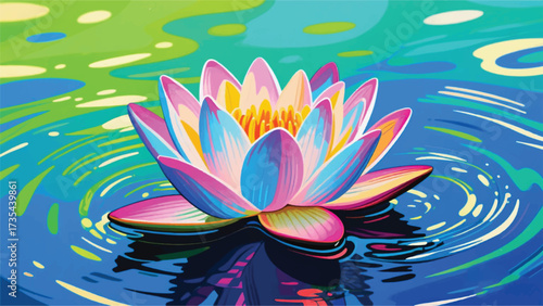 Beautiful Water Lily Flowers Illustrator Artwork Banner Background Design Template 