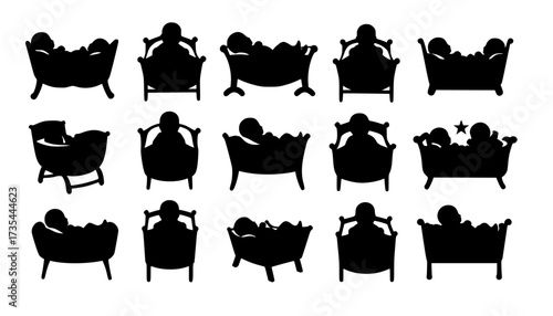 Christmas crib baby vector silhouette

