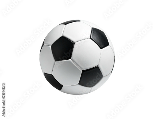 Wallpaper Mural A classic black and white soccer ball floats against a stark, dark background Torontodigital.ca