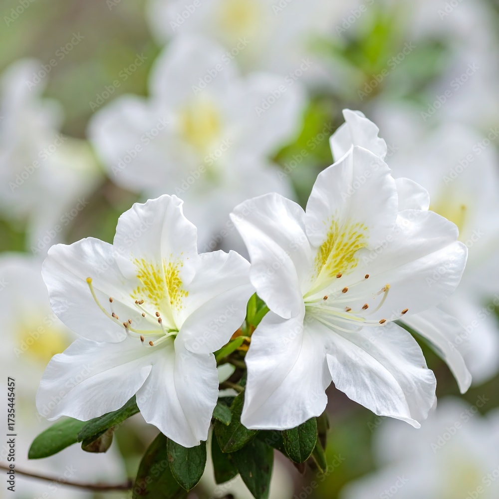 Obraz premium Close-up of two white azaleas in bloom