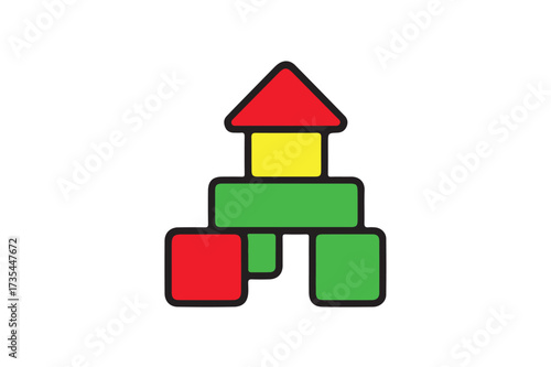 Colorful baby toys vector icon on white background.