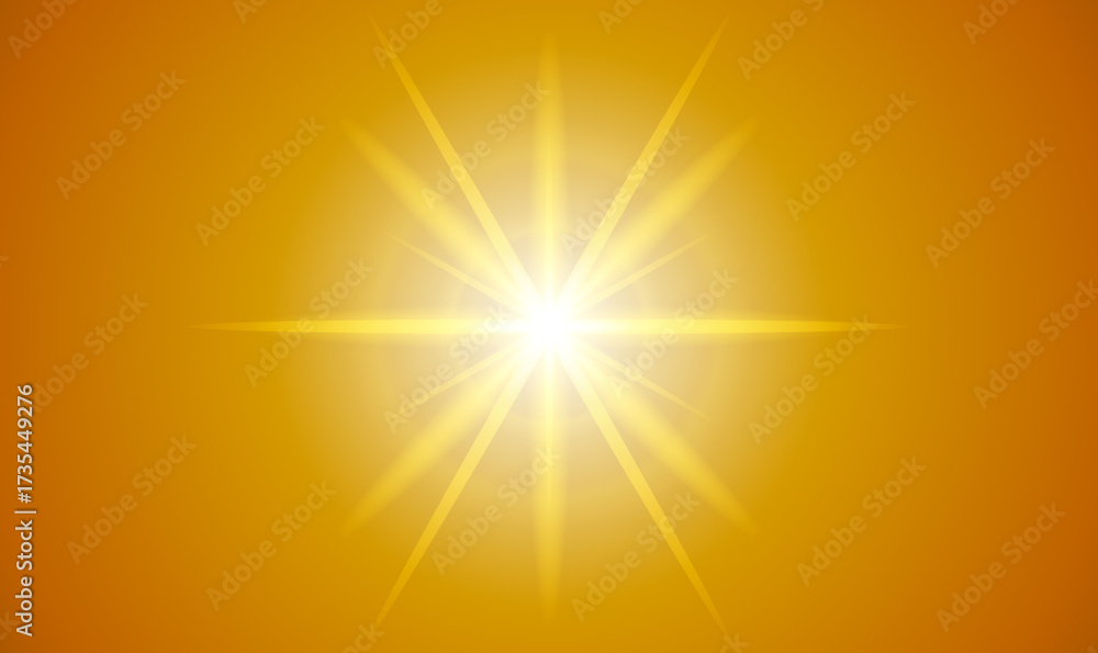 Obraz premium Bright golden light effect with deep highlights and some rays. Yellow light illuminates the sun's rays, a special flare effect with light rays and magical sparkles.