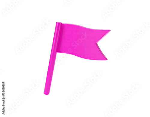 3D render of a single, vibrant pink flag against a stark, black backdrop