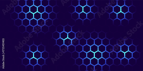 Hexagonal Abstract Technology Background. Hexagons Pattern for Hi-Tech Communication Design. Hi-tech Cyber Hexagon Sci-Fi Game Banner Grid. Nano Shield Pattern. Eps10
