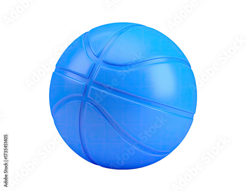 Rendered 3D glowing blue basketball isolated on a black background