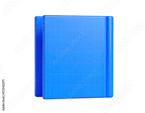 Simple, upright, blue, three-dimensional book rendering with a black background