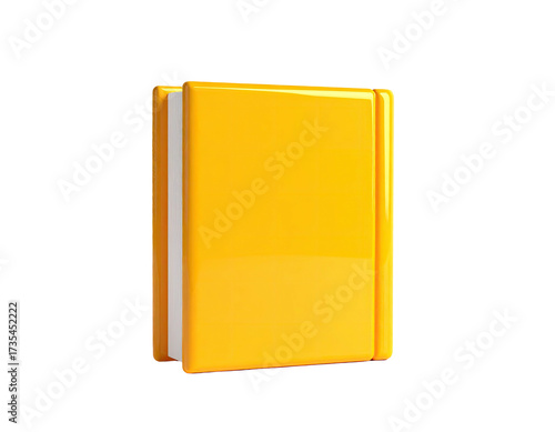A golden, glossy, 3D book standing upright against a black background