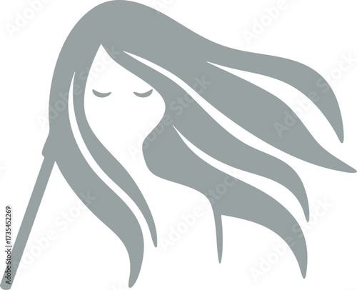 a stylized silhouette of a girl with long hair