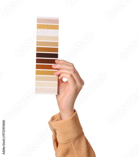 Female hand with color pale...