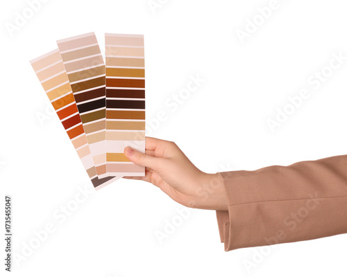 Female hand with color pale...