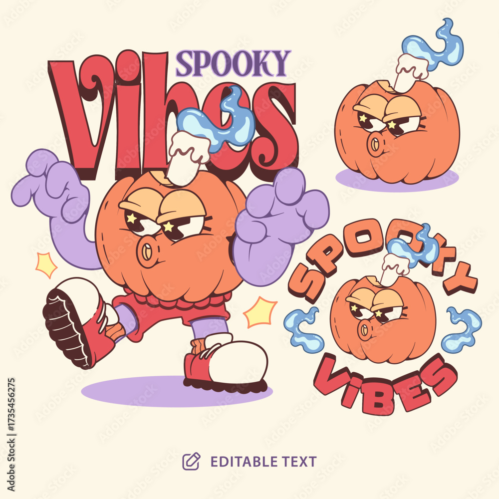 Fototapeta premium Spooky Vibes Vintage Cartoon Halloween