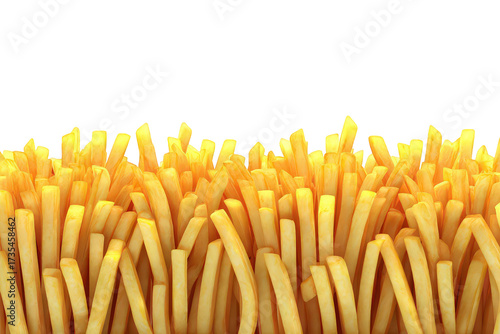 Abundance of Golden French Fries on a Transparent Background Detail Shot of Crispy Fried Potatoes Delicious and Appetizing Food Photography Close Up Bright Lighting