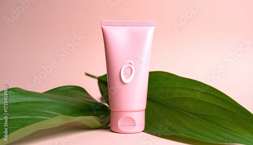 Wallpaper Mural Pink tube atop leaves, soft focus, clean, bright studio shot Torontodigital.ca