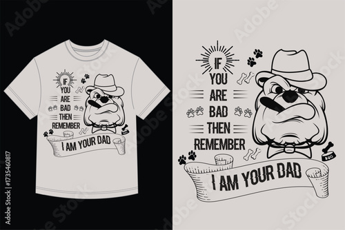 Angry Bulldog Mascot with Hat and Cigar - Funny I Am Your Dad T-Shirt Design