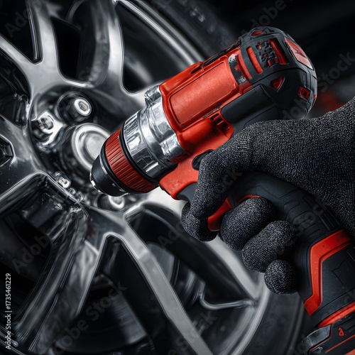 High-Torque Impact Wrench on Wheel Lug