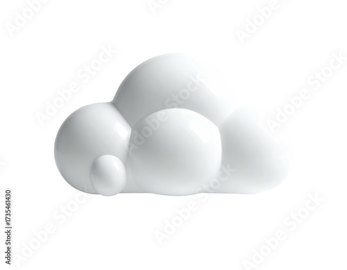 Glossy white cloud-shaped sculpture isolated on a black background