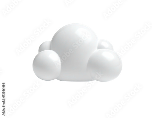3D rendered white glossy cloud formation against a stark black background