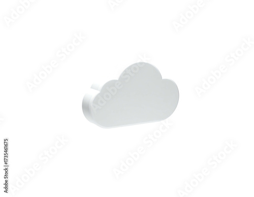 A white, 3D rendering of a cloud shape against a stark black background