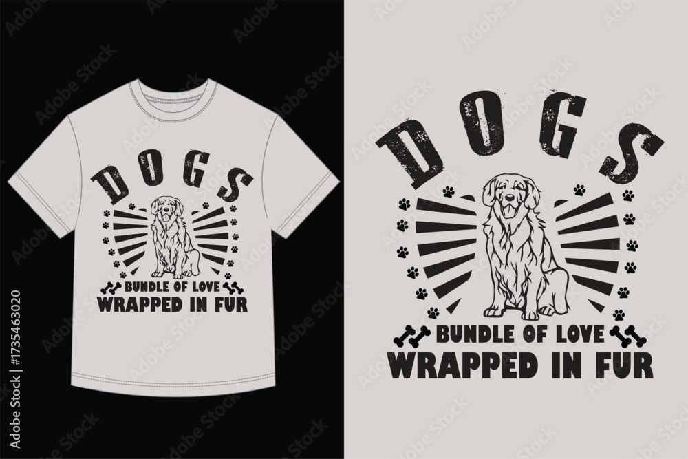 Obraz premium Golden Retriever Graphic - Bundle of Love Wrapped in Fur Dog Lover Quote T-Shirt Design