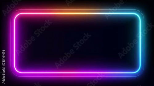 Glowing neon rectangle frame on black background