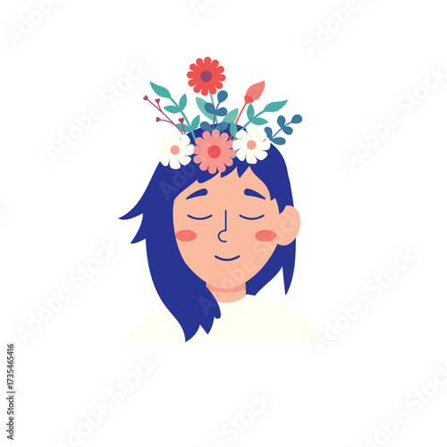 Peaceful Woman with Flowers