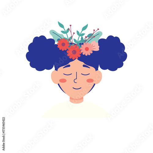 Peaceful Woman with Flowers