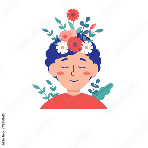 Calm Boy Floral Illustration