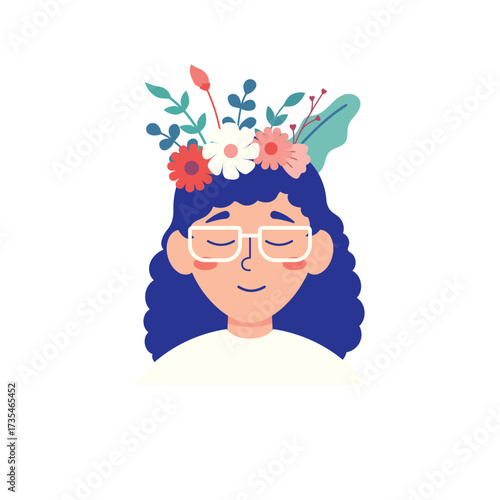 Peaceful Woman with Flowers