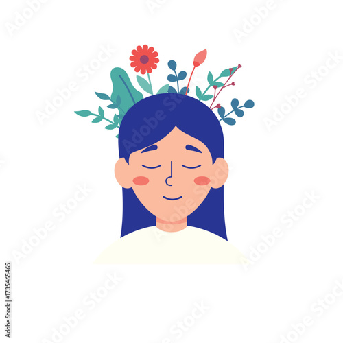 Peaceful Woman with Flowers