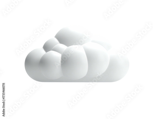 A stylized, glossy white cloud floating against a stark black background