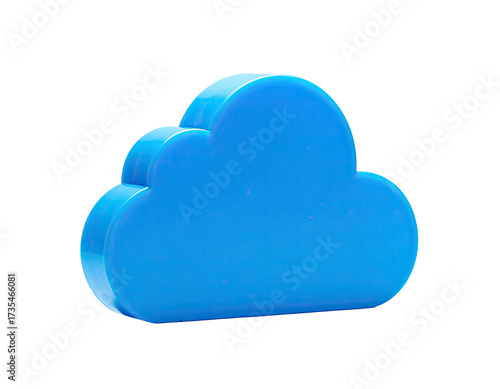 A bright blue three-dimensional cloud icon against a pure black background