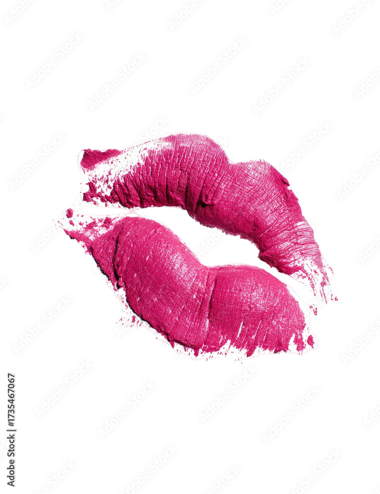 Fototapeta premium Pink lipstick kiss print, stylized