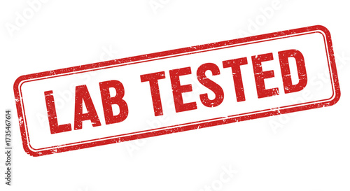 Official 'lab tested' stamp for quality assurance and product certification indicating scientific validation and approval isolated on white background