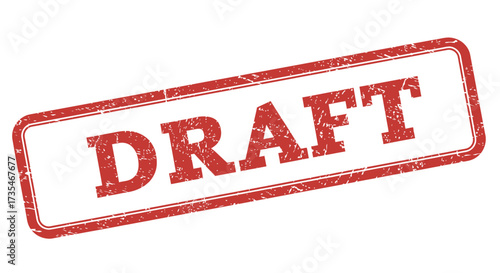 Red stamp with the word draft inscribed on it a symbol of preliminary work and document status checks isolated on white background